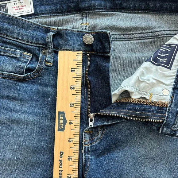 GAP True Skinny Mid Rise Denim Jeans Size 28/6R‎ - Picture 4 of 8